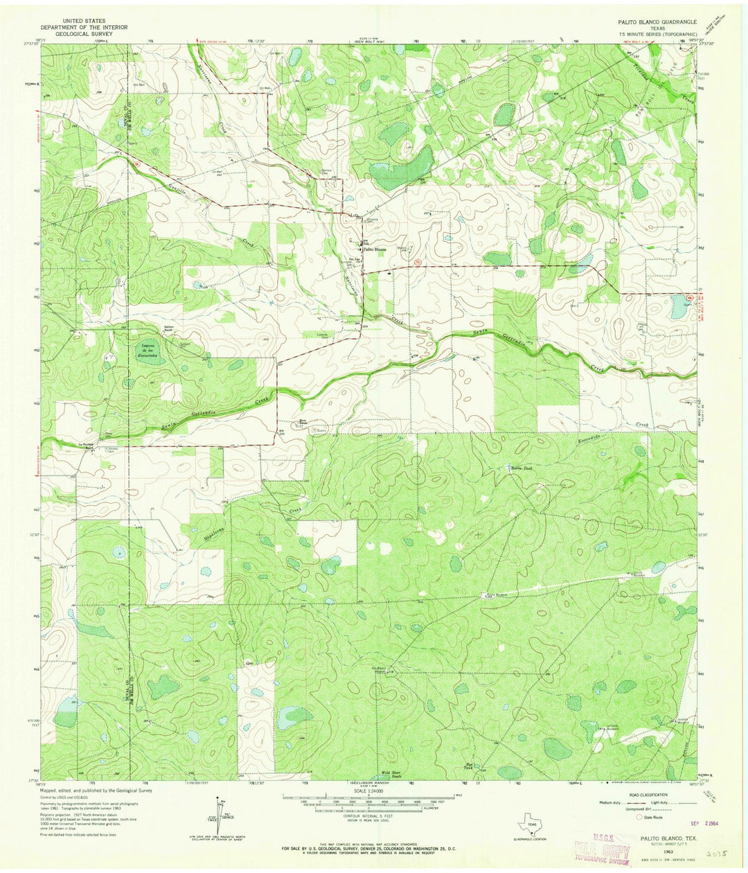 1963 Palito Blanco, TX - Texas - USGS Topographic Map