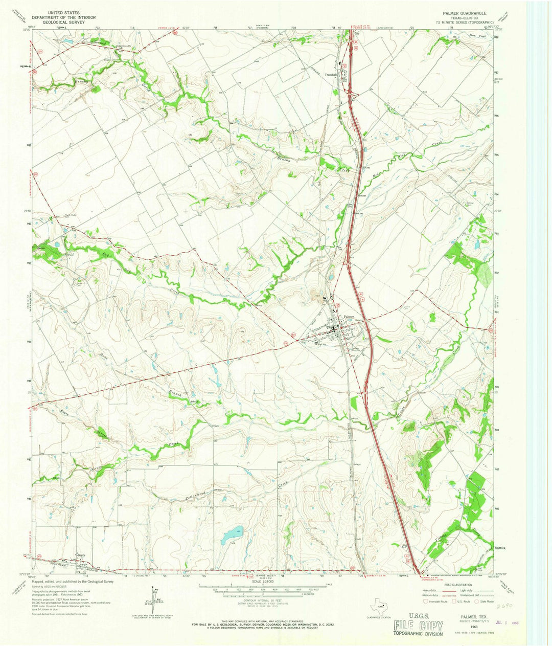 1963 Palmer, TX - Texas - USGS Topographic Map