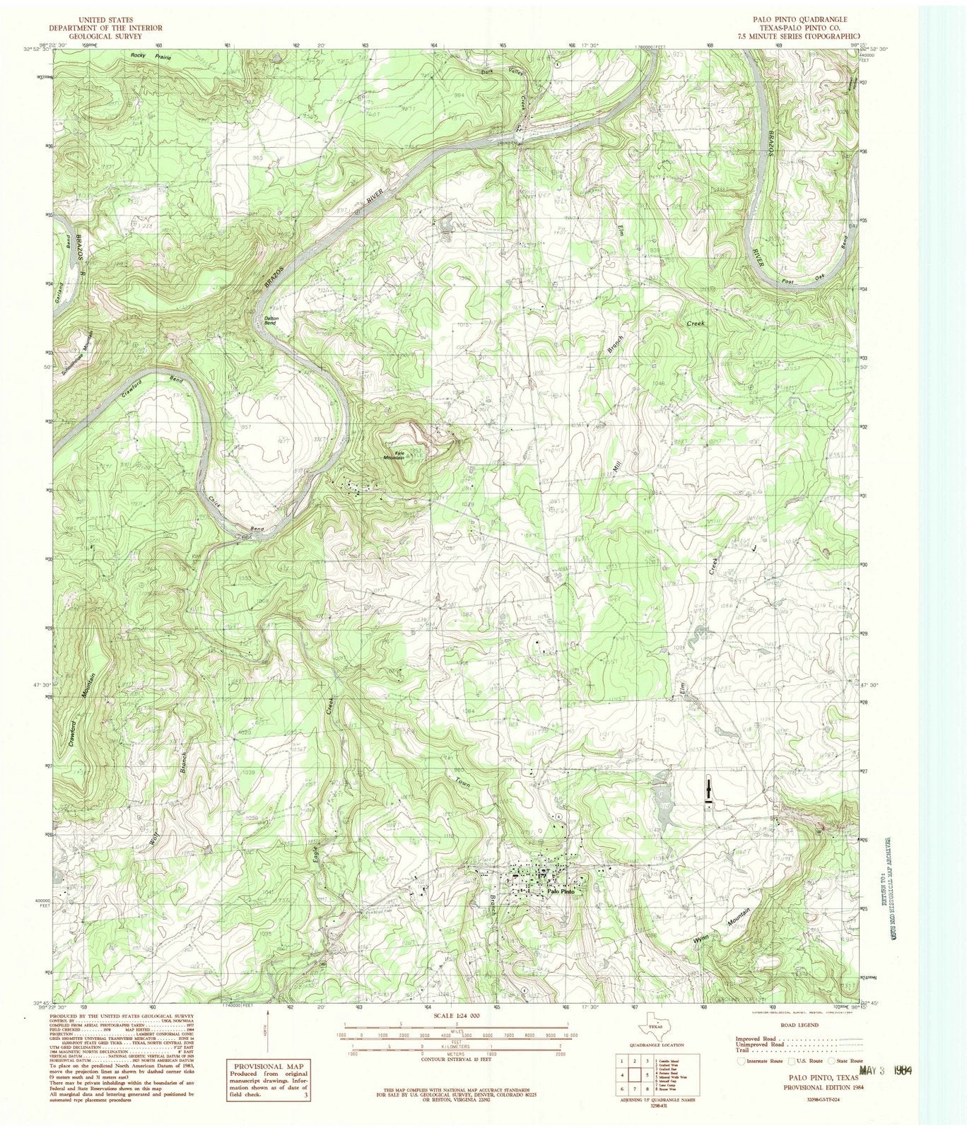 1984 Balance of Palo Pinto County, TX - Texas - USGS Topographic Map
