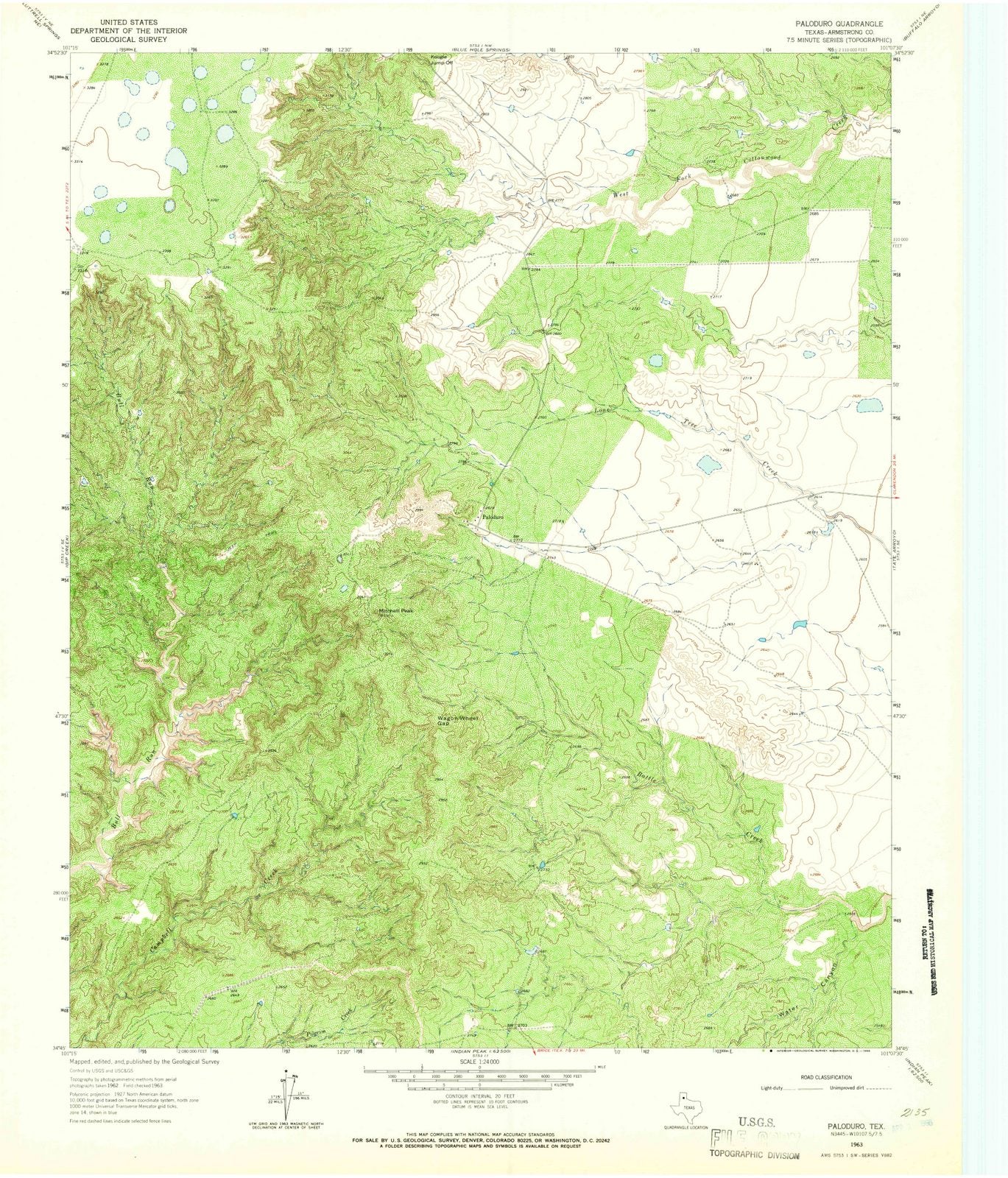 1963 Paloduro, TX - Texas - USGS Topographic Map