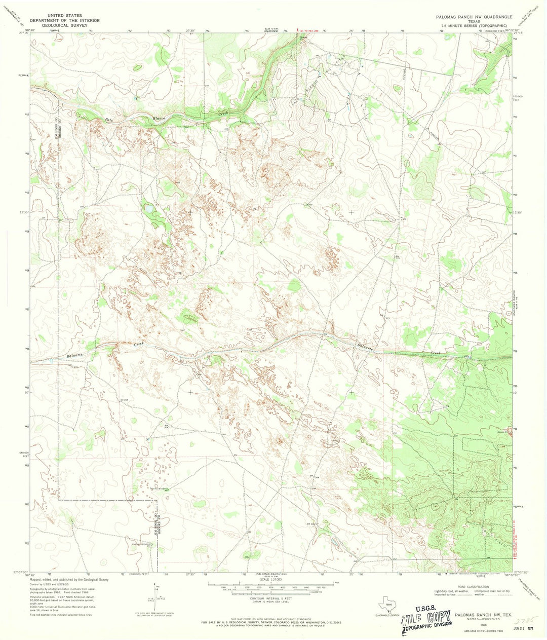 1968 Palomas Ranch, TX - Texas - USGS Topographic Map