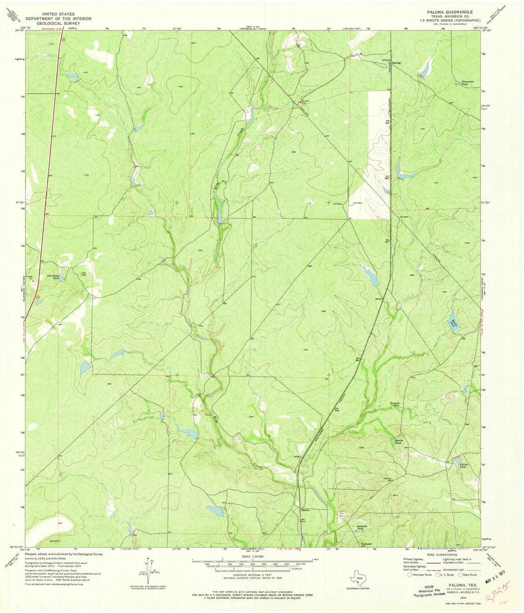 1974 Paloma, TX - Texas - USGS Topographic Map