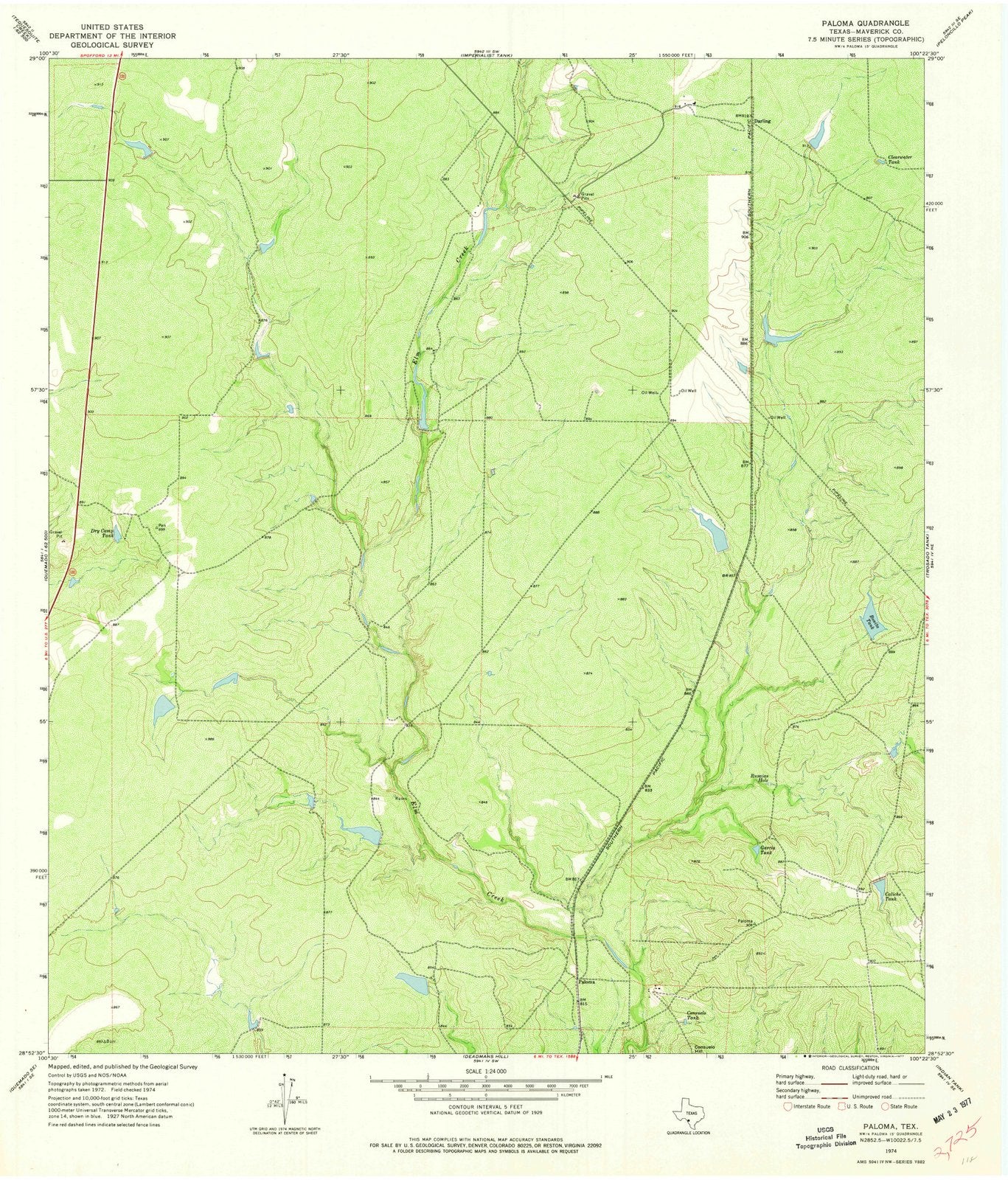 1974 Paloma, TX - Texas - USGS Topographic Map