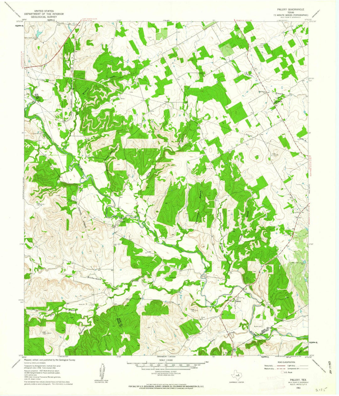1961 Paluxy, TX - Texas - USGS Topographic Map