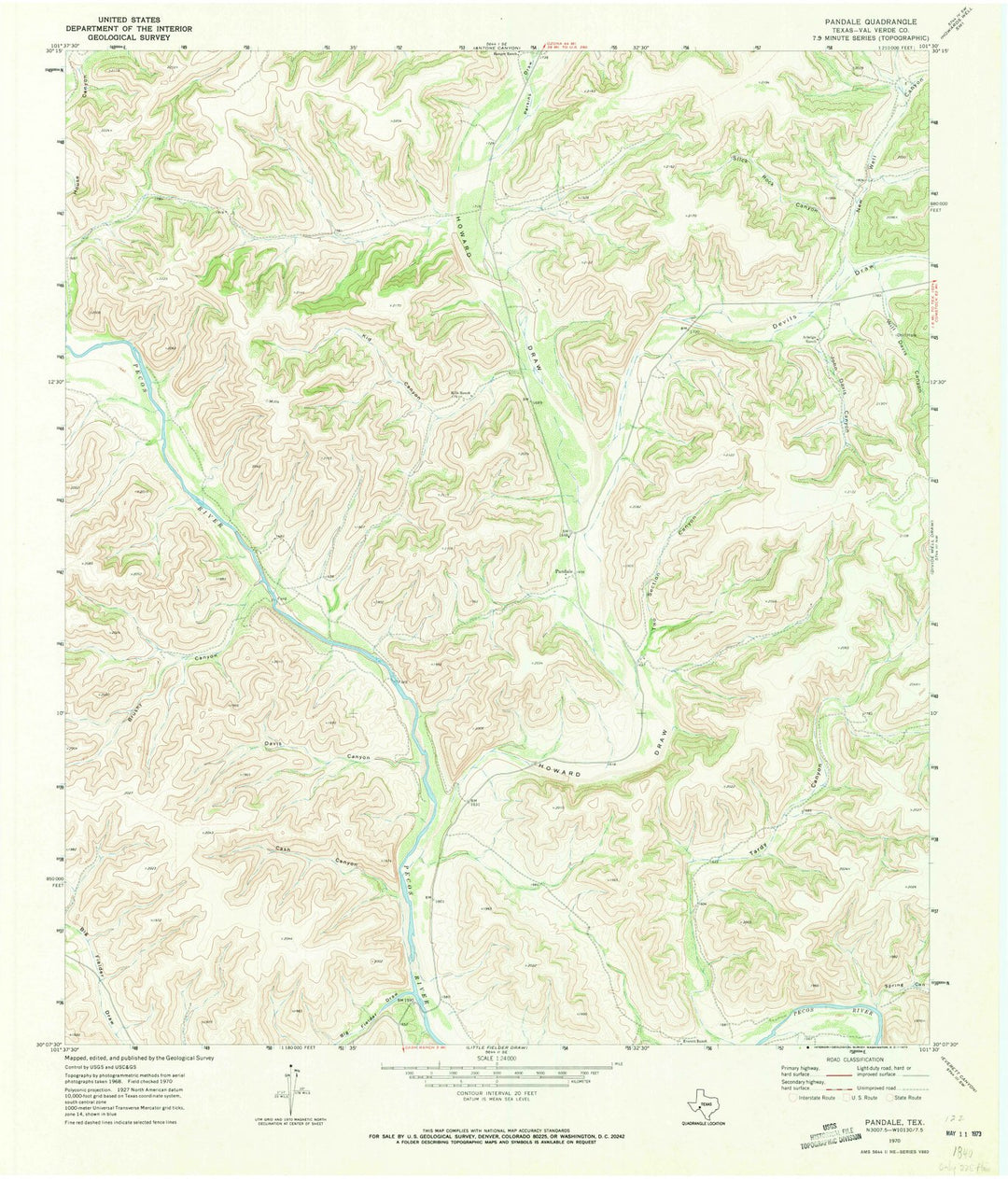 1970 Pandale, TX - Texas - USGS Topographic Map