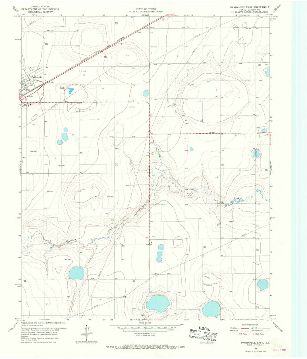 1966 Panhandle East, TX - Texas - USGS Topographic Map