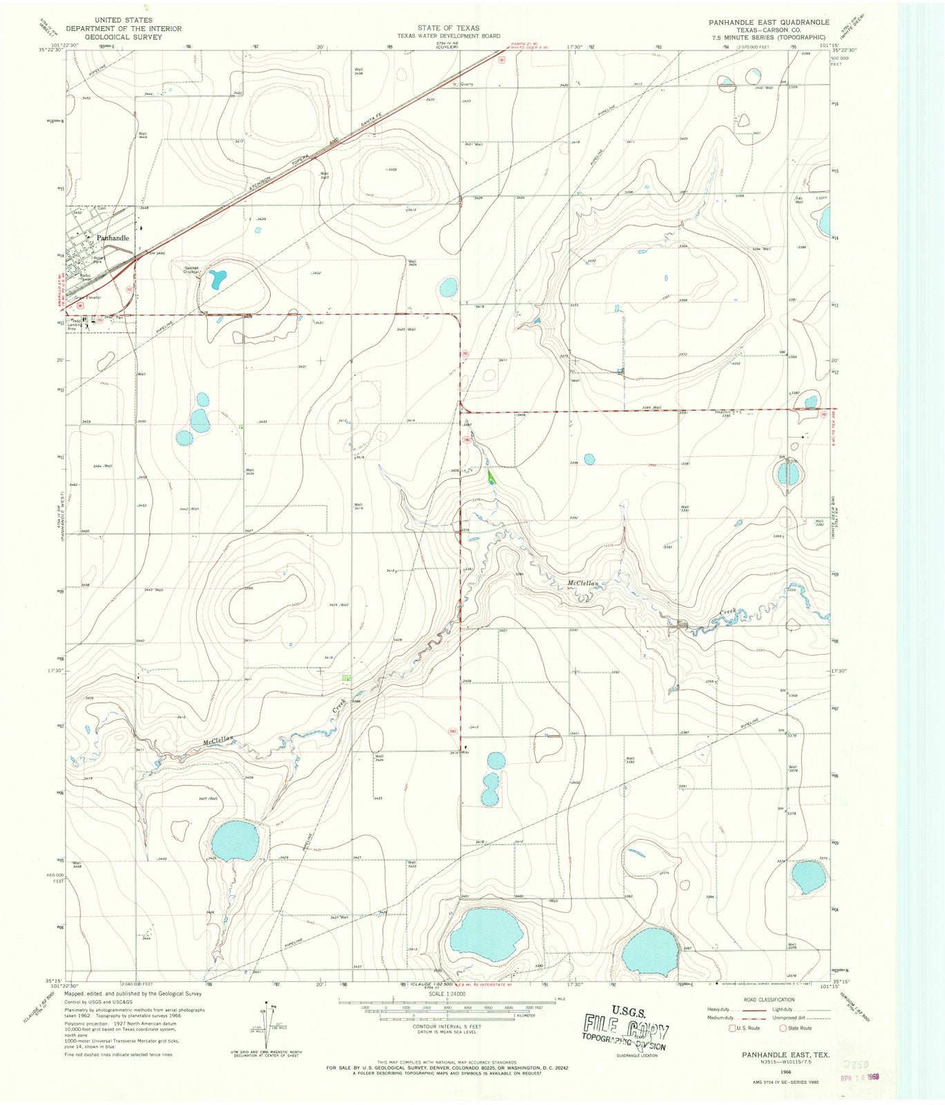 1966 Panhandle East, TX - Texas - USGS Topographic Map