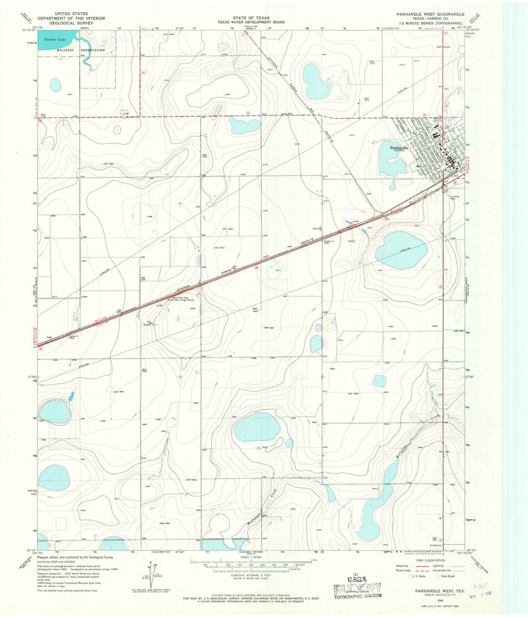 1966 Panhandle West, TX - Texas - USGS Topographic Map