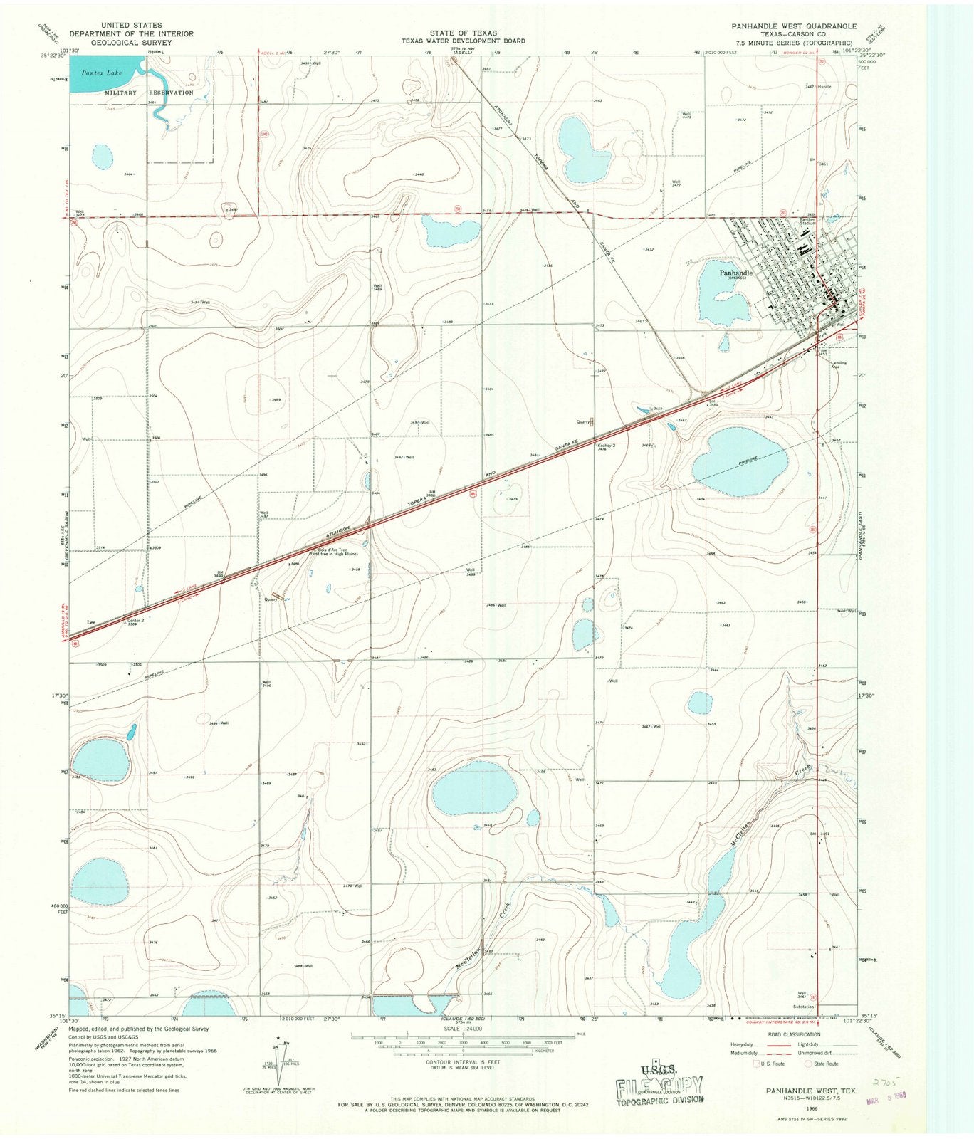 1966 Panhandle West, TX - Texas - USGS Topographic Map