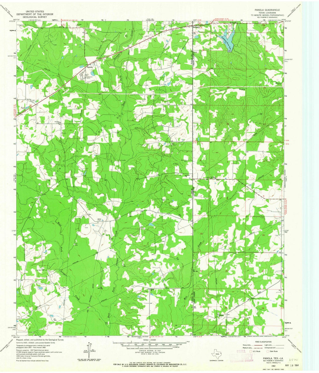 1962 Balance of Panola County, TX - Texas - USGS Topographic Map