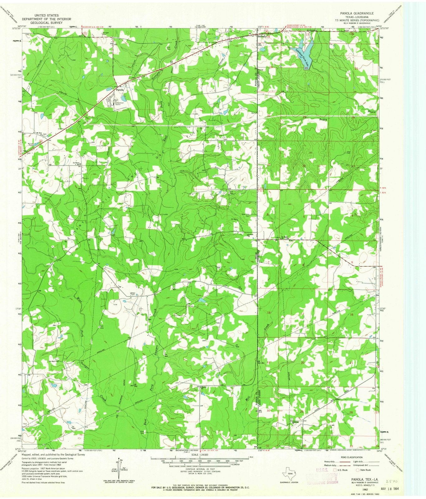 1962 Balance of Panola County, TX - Texas - USGS Topographic Map