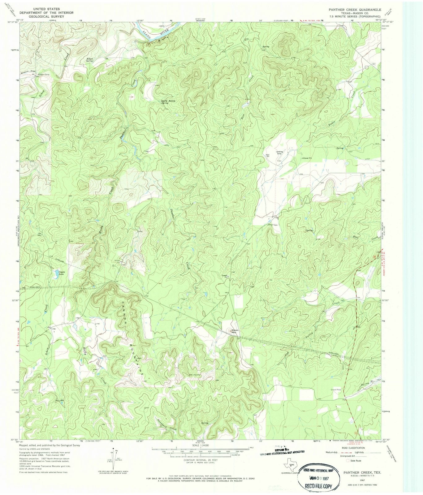 1967 Panther Creek, TX - Texas - USGS Topographic Map