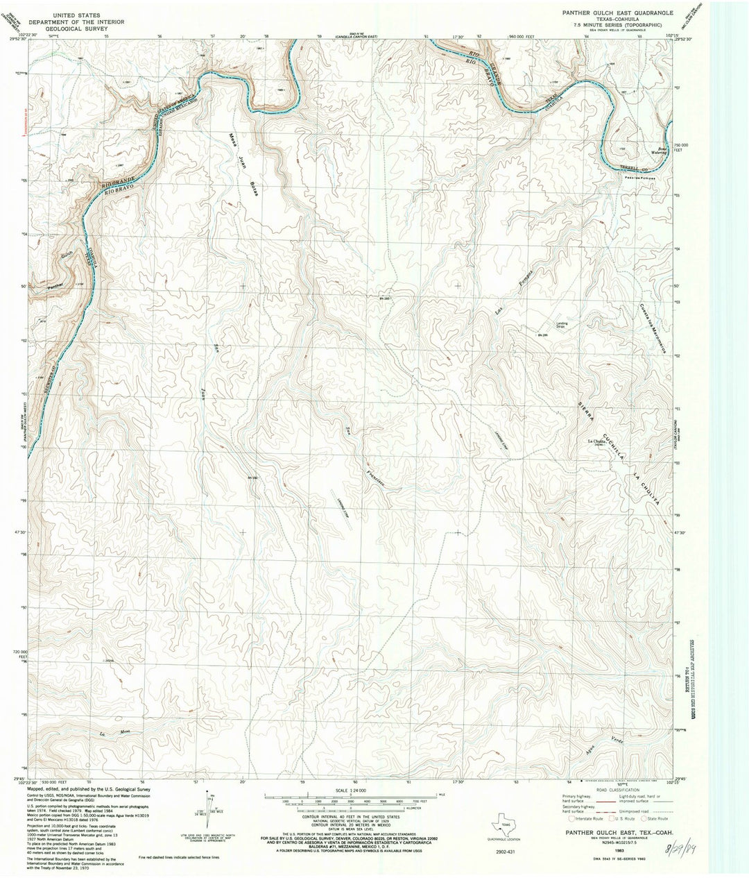 1983 Panther Gulch East, TX - Texas - USGS Topographic Map
