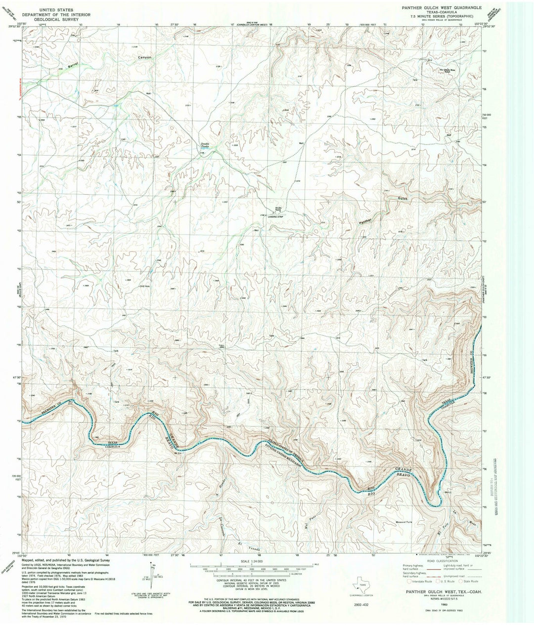 1983 Panther Gulch West, TX - Texas - USGS Topographic Map