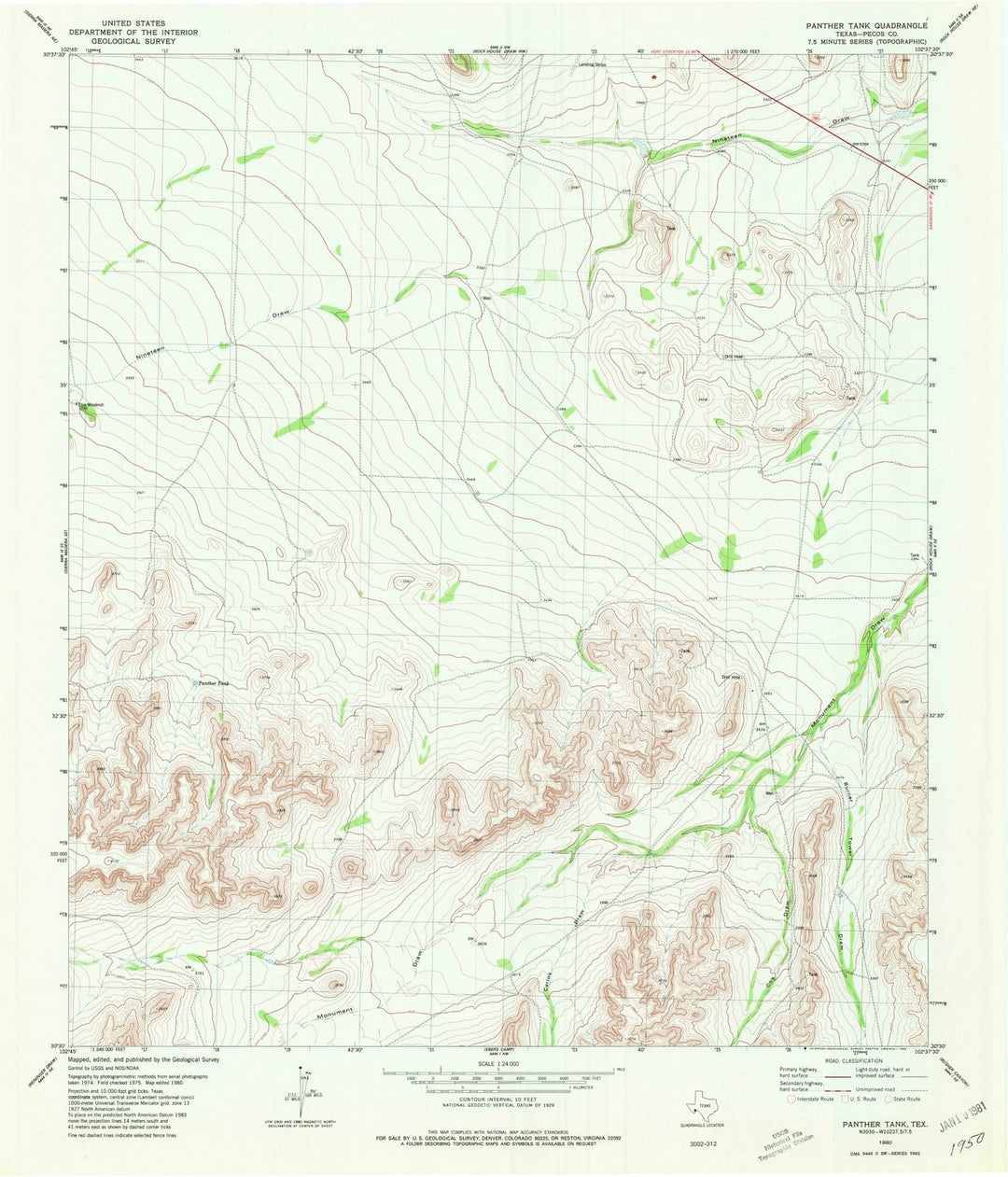 1980 Panther Tank, TX - Texas - USGS Topographic Map