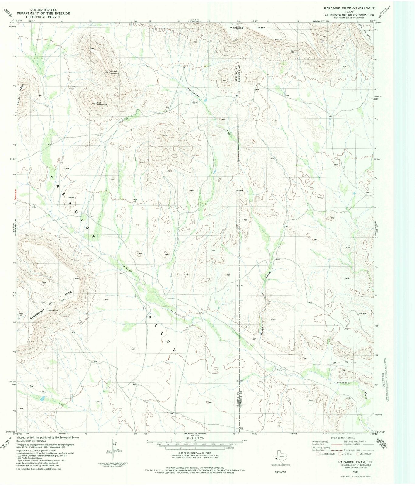 1983 Paradiseraw, TX - Texas - USGS Topographic Map