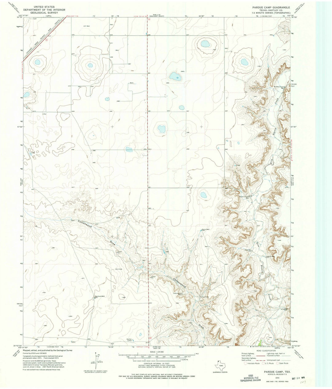 1973 Pardue Camp, TX - Texas - USGS Topographic Map
