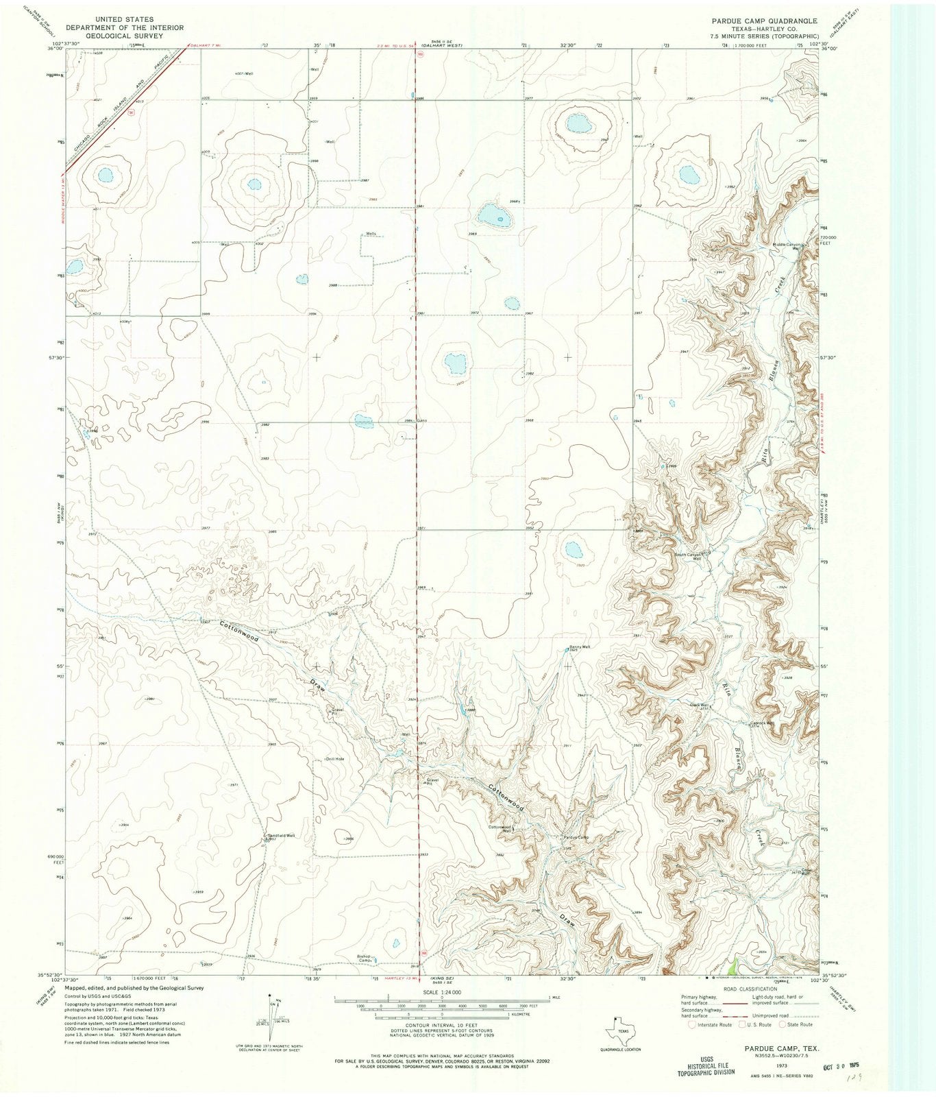 1973 Pardue Camp, TX - Texas - USGS Topographic Map