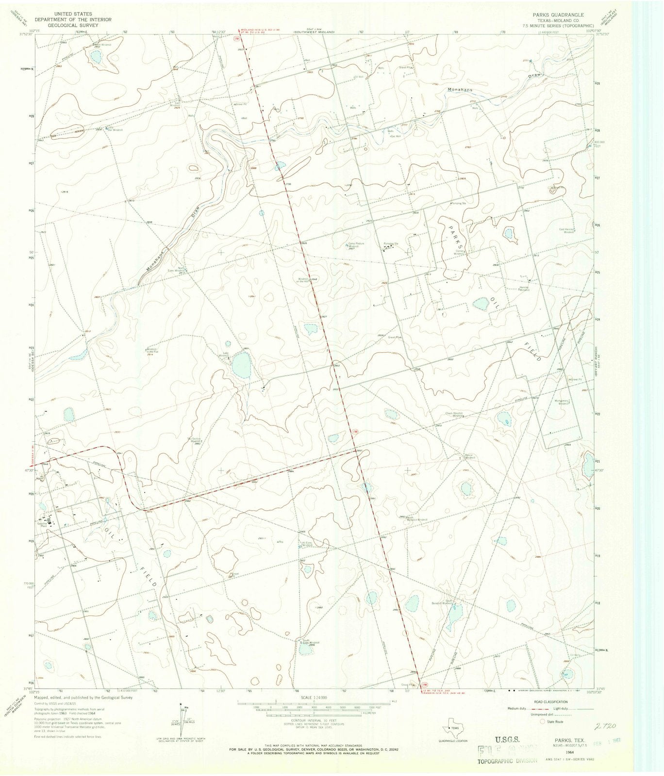 1964 Parks, TX - Texas - USGS Topographic Map