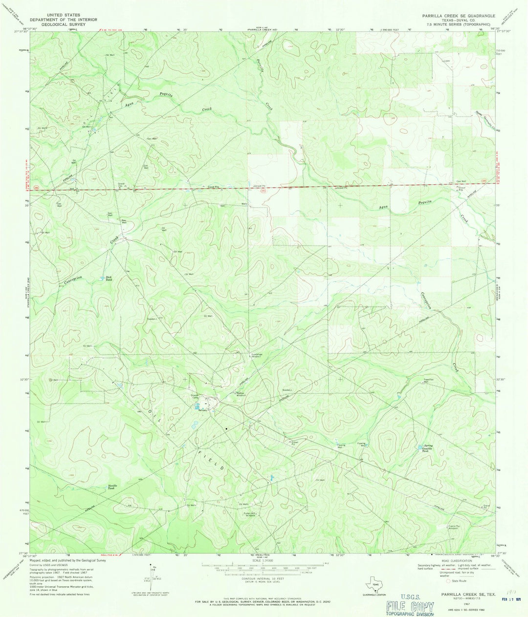 1967 Parrilla Creek, TX - Texas - USGS Topographic Map