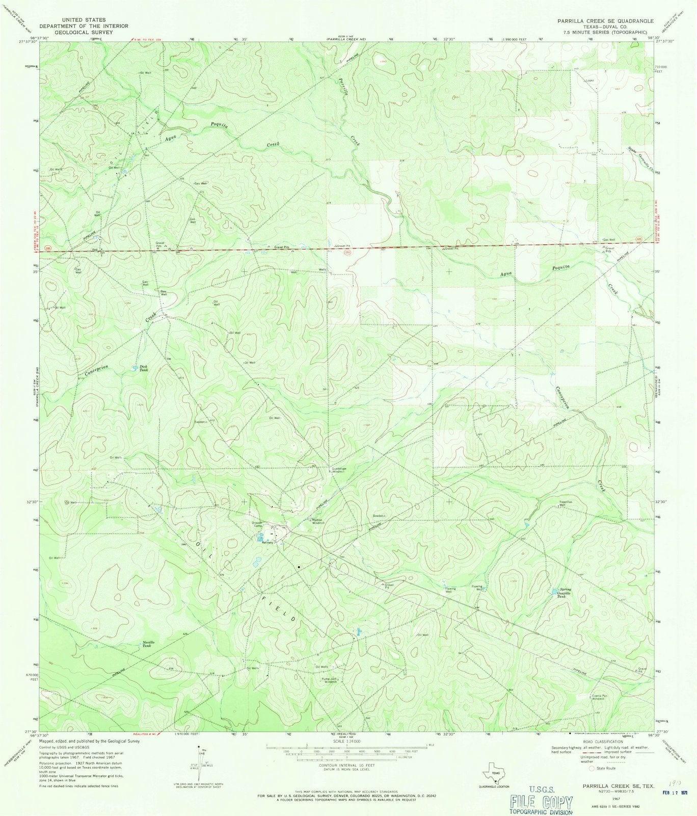 1967 Parrilla Creek, TX - Texas - USGS Topographic Map