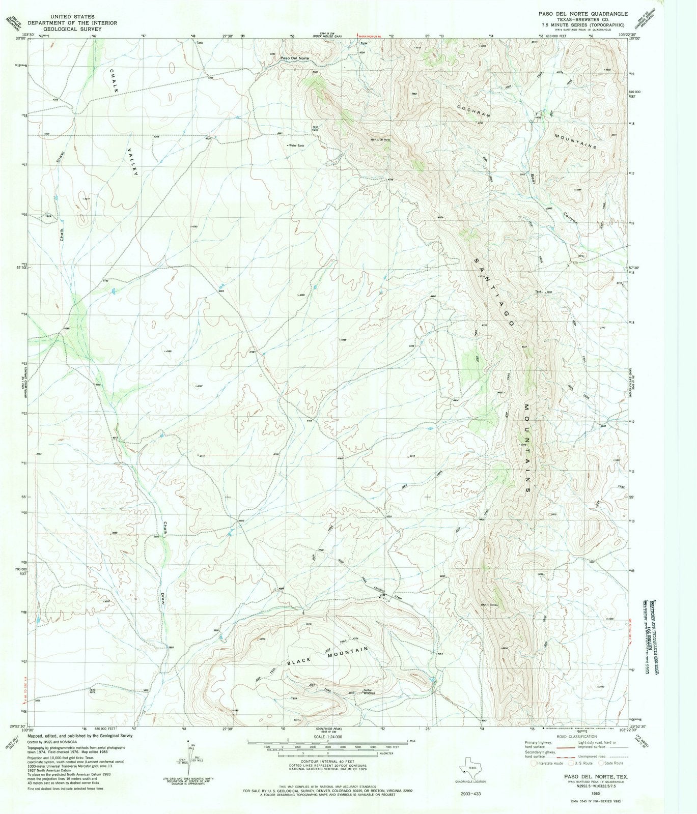 1983 Pasoel Norte, TX - Texas - USGS Topographic Map