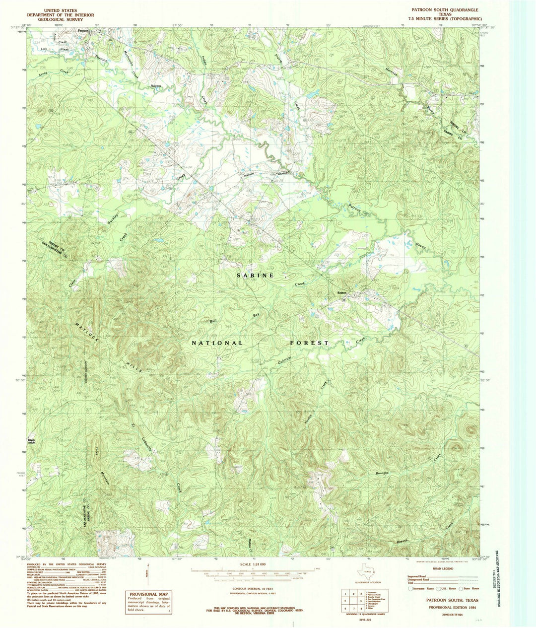 1984 Patroon South, TX - Texas - USGS Topographic Map
