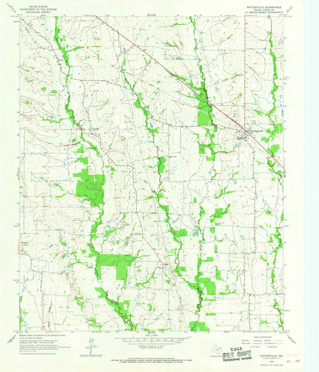 1964 Pattonville, TX - Texas - USGS Topographic Map