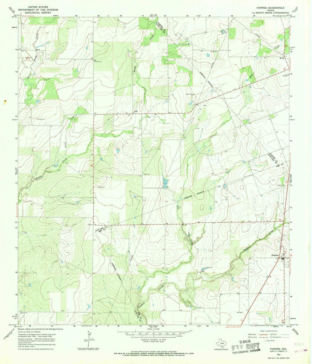 1965 Pawnee, TX - Texas - USGS Topographic Map