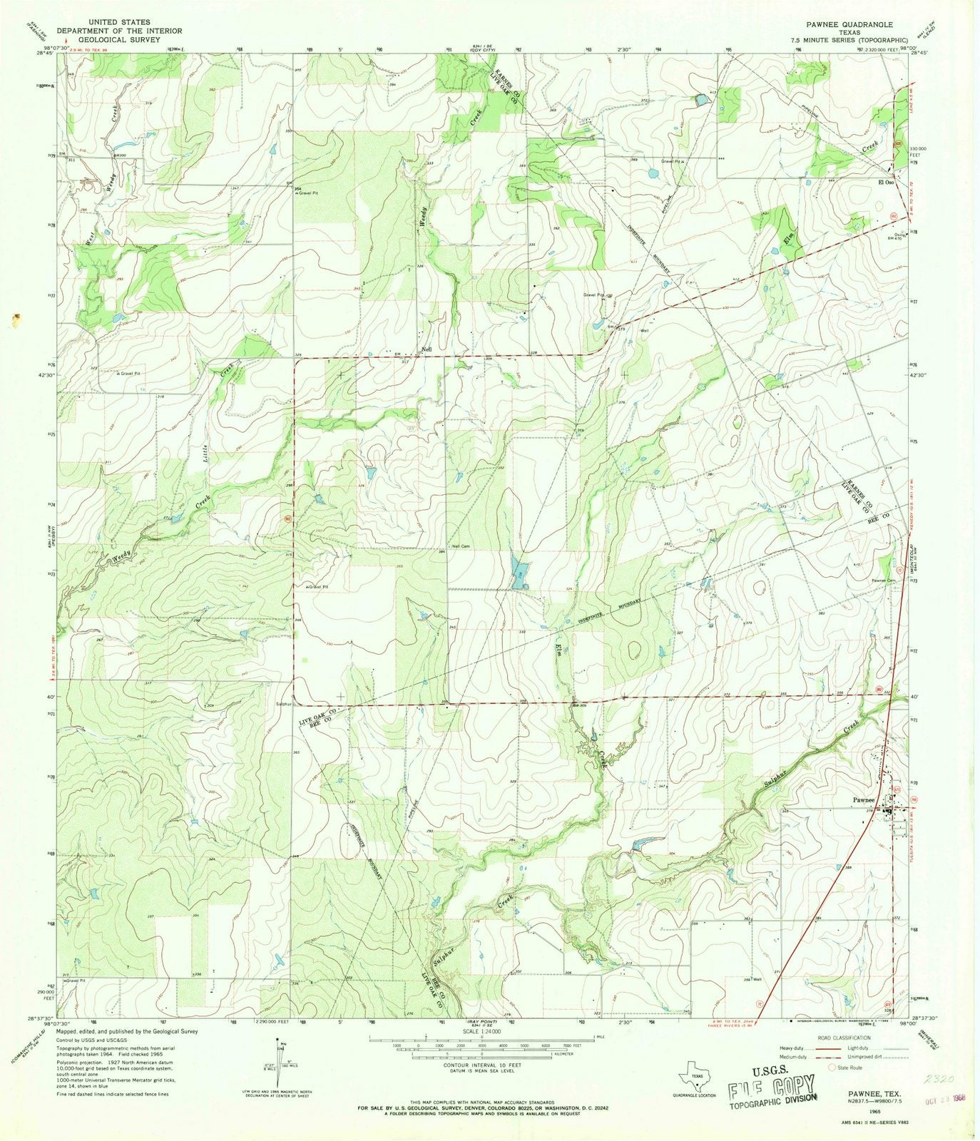 1965 Pawnee, TX - Texas - USGS Topographic Map
