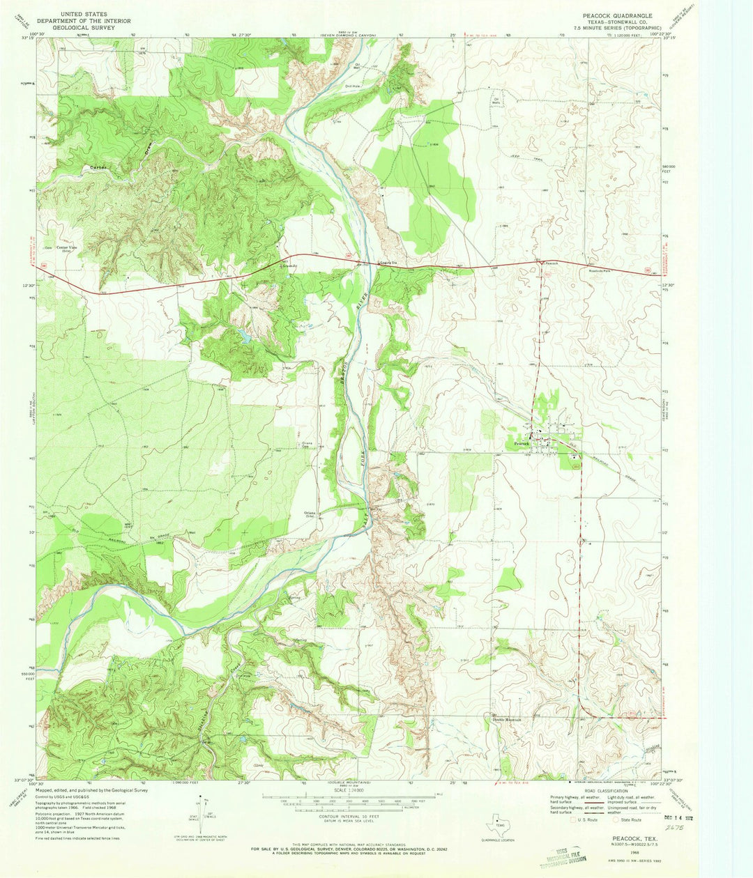 1968 Peacock, TX - Texas - USGS Topographic Map