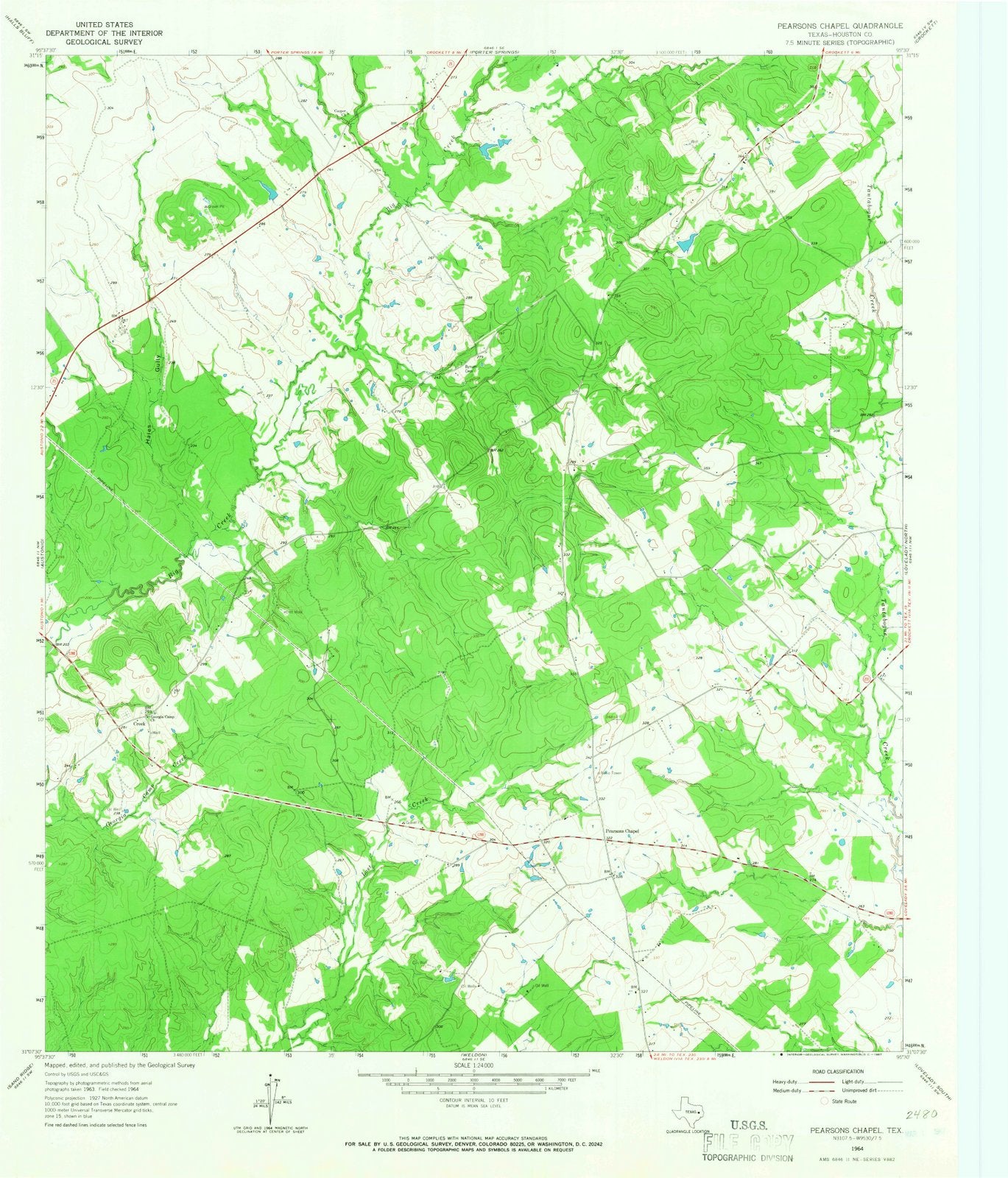 1964 Pearsons Chapel, TX - Texas - USGS Topographic Map