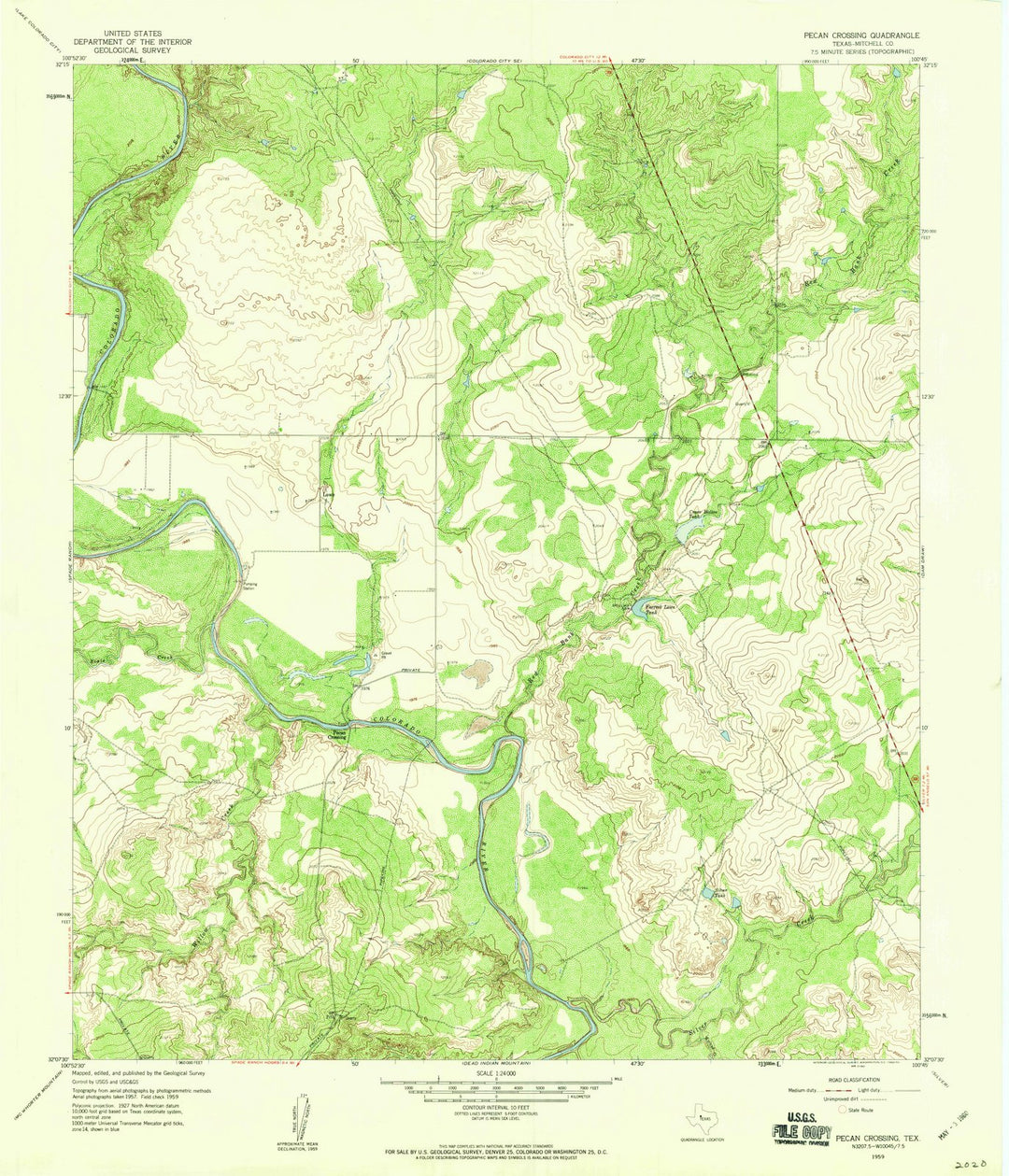 1959 Pecan Crossing, TX - Texas - USGS Topographic Map