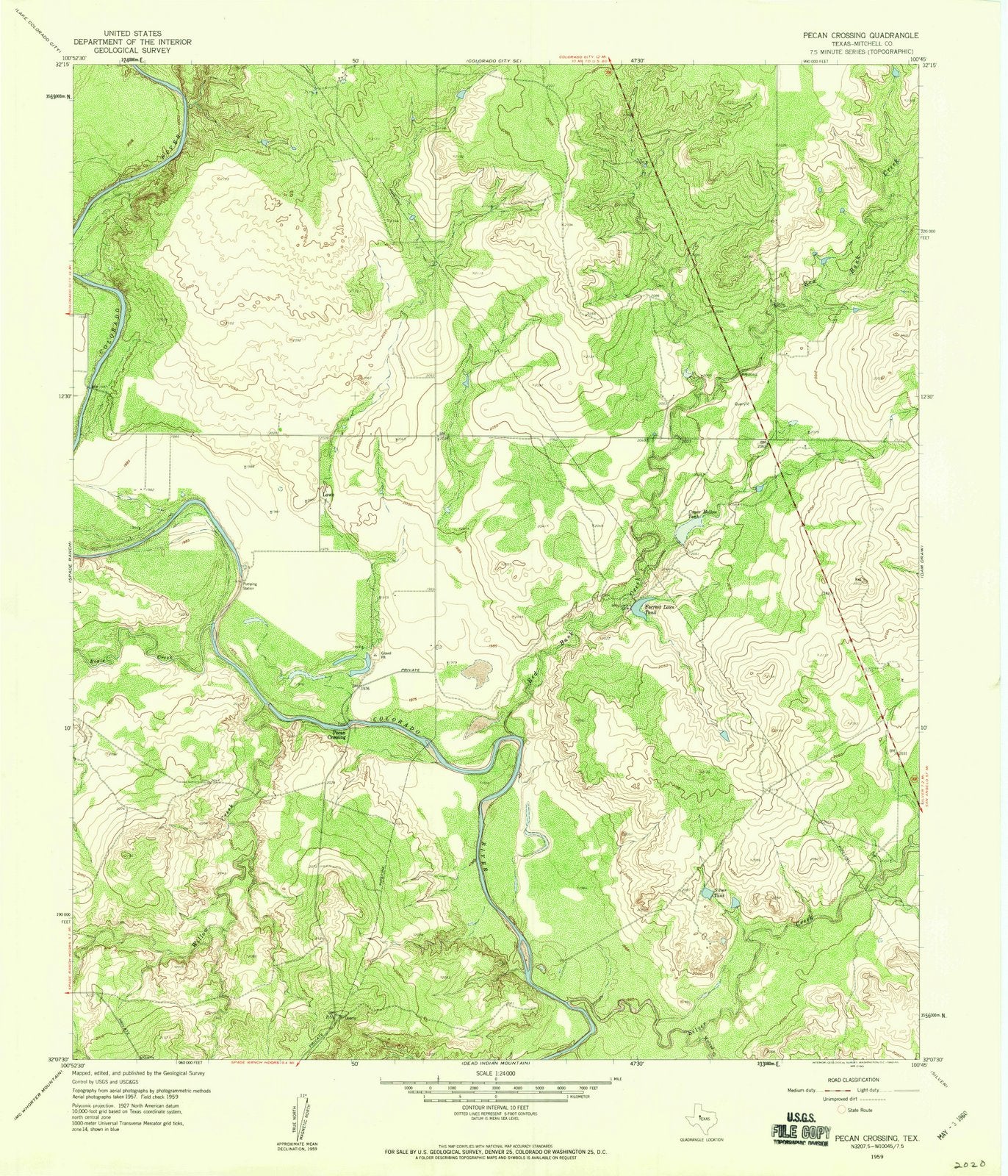 1959 Pecan Crossing, TX - Texas - USGS Topographic Map