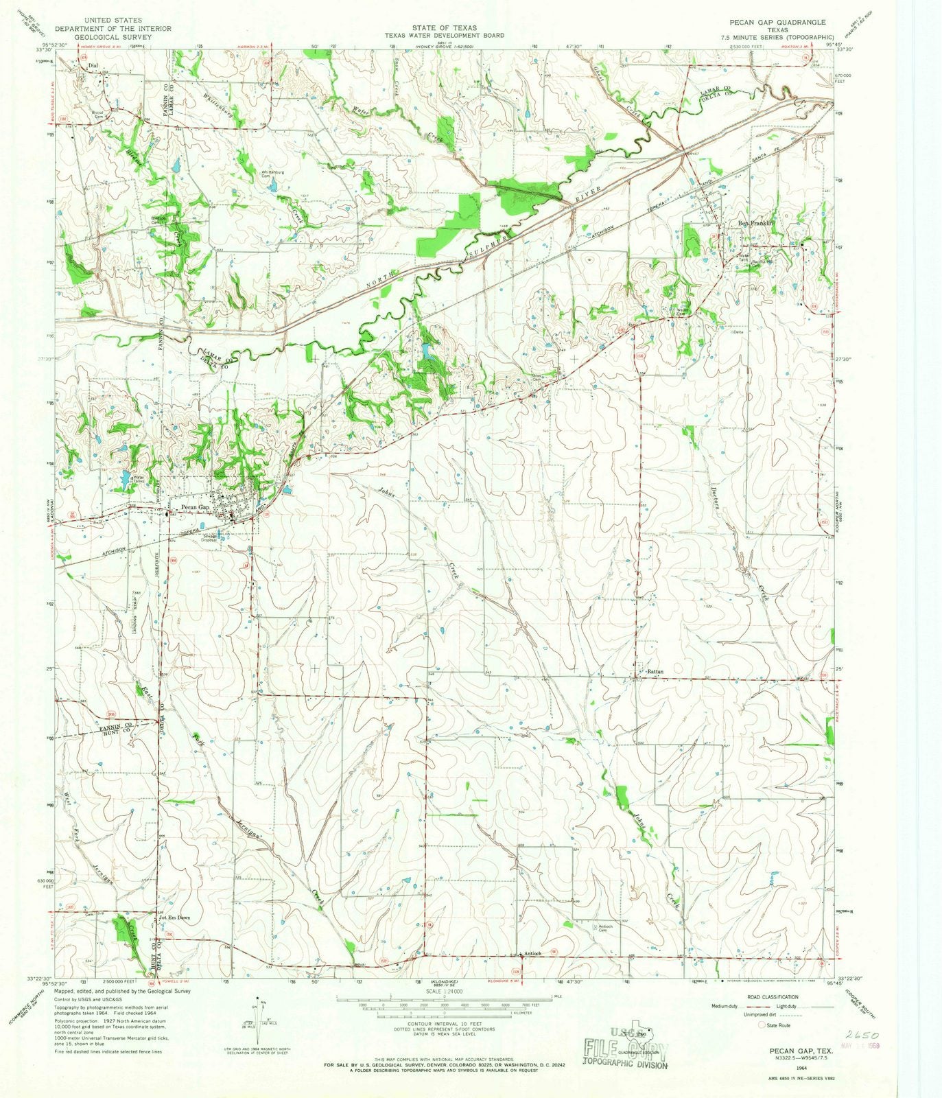 1964 Pecan Gap, TX - Texas - USGS Topographic Map