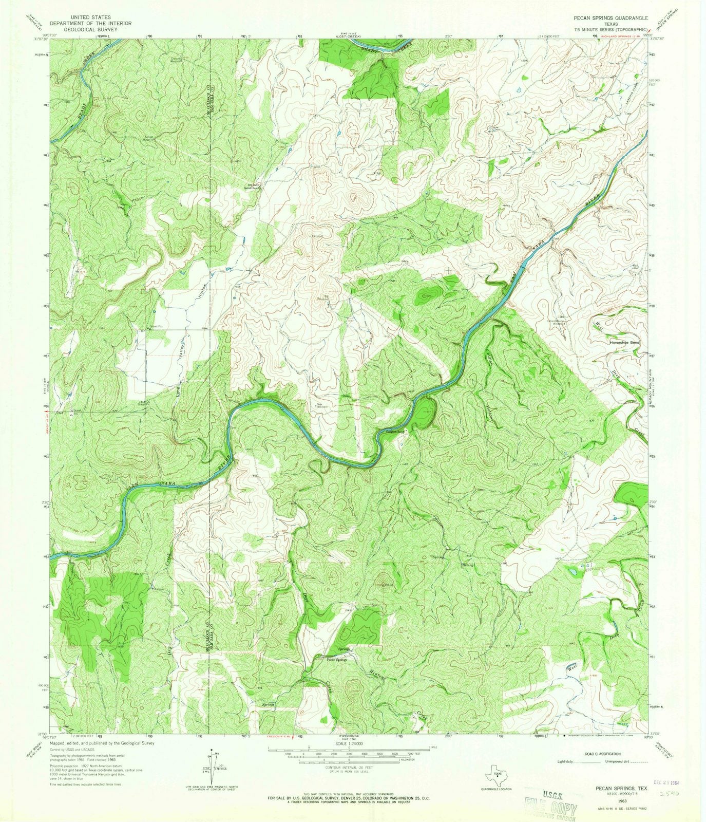 1963 Pecan Springs, TX - Texas - USGS Topographic Map