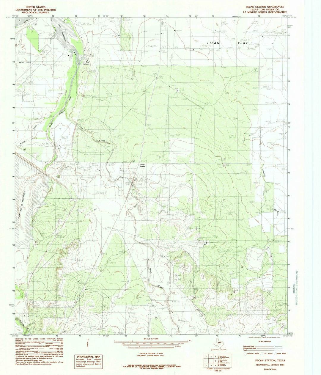 1984 Pecan Station, TX - Texas - USGS Topographic Map