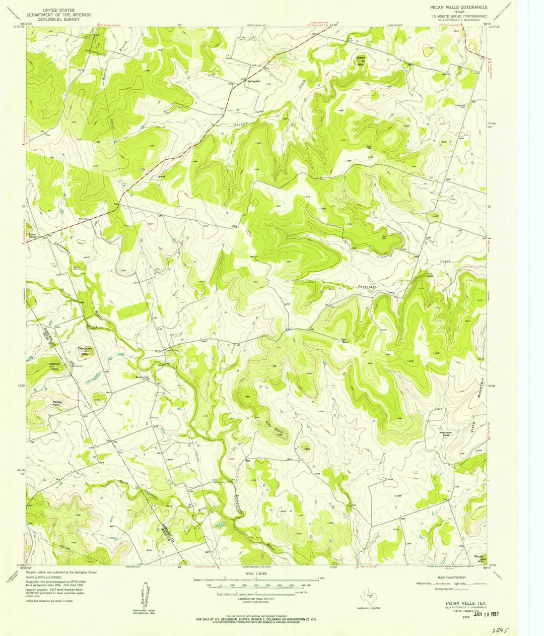 1956 Pecan Wells, TX - Texas - USGS Topographic Map