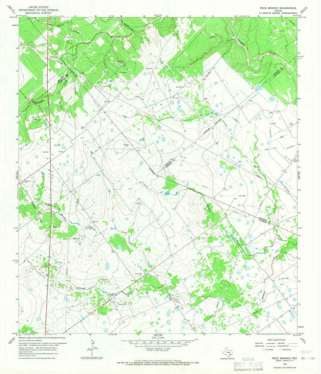 1966 Peck Branch, TX - Texas - USGS Topographic Map