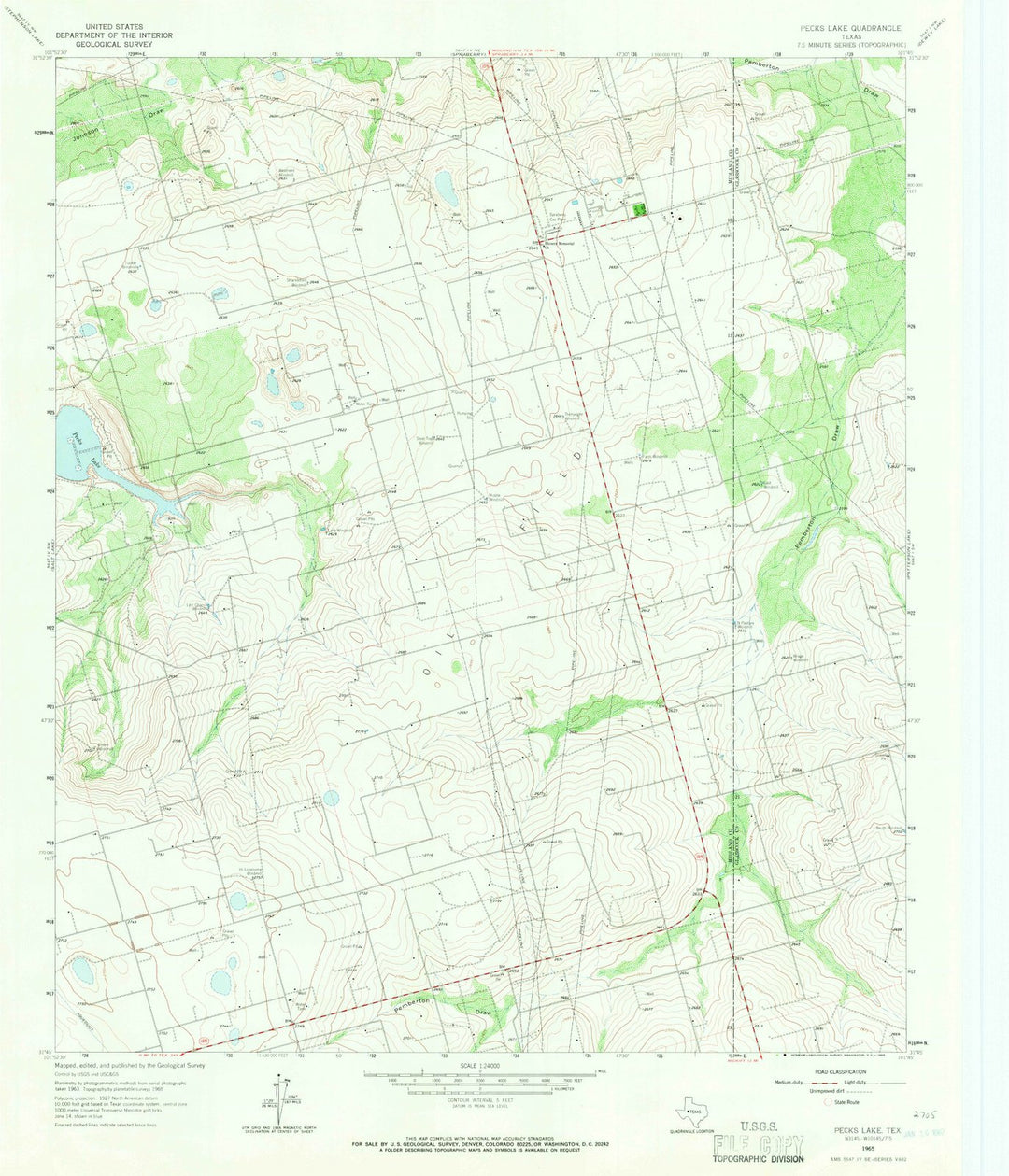 1965 Pecks Lake, TX - Texas - USGS Topographic Map