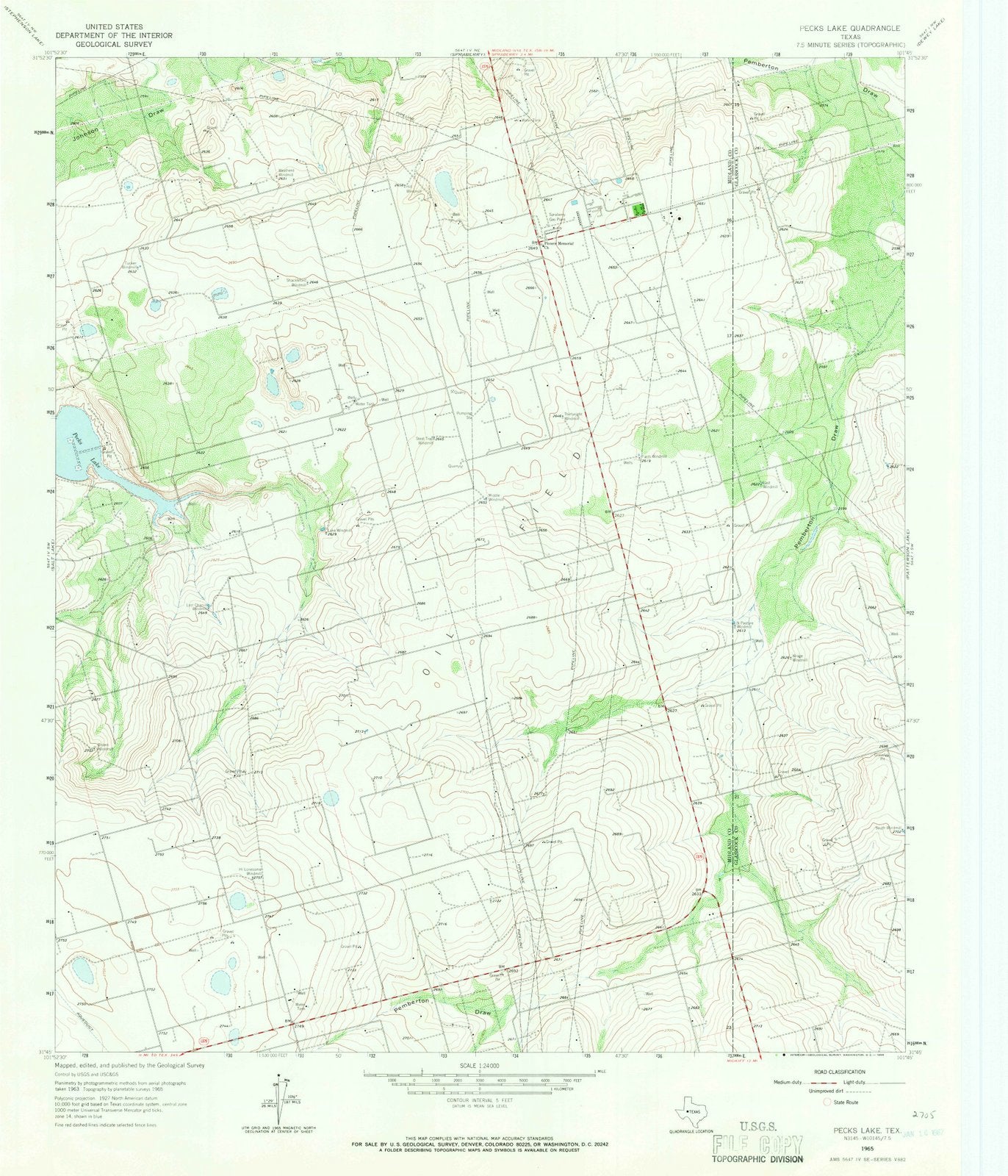 1965 Pecks Lake, TX - Texas - USGS Topographic Map