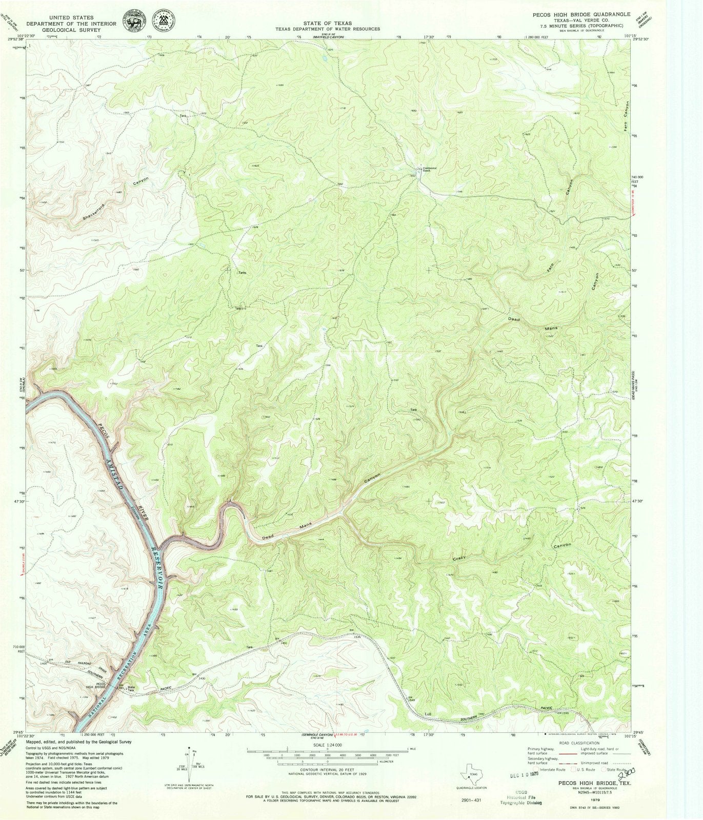 1979 Pecos High Bridge, TX - Texas - USGS Topographic Map