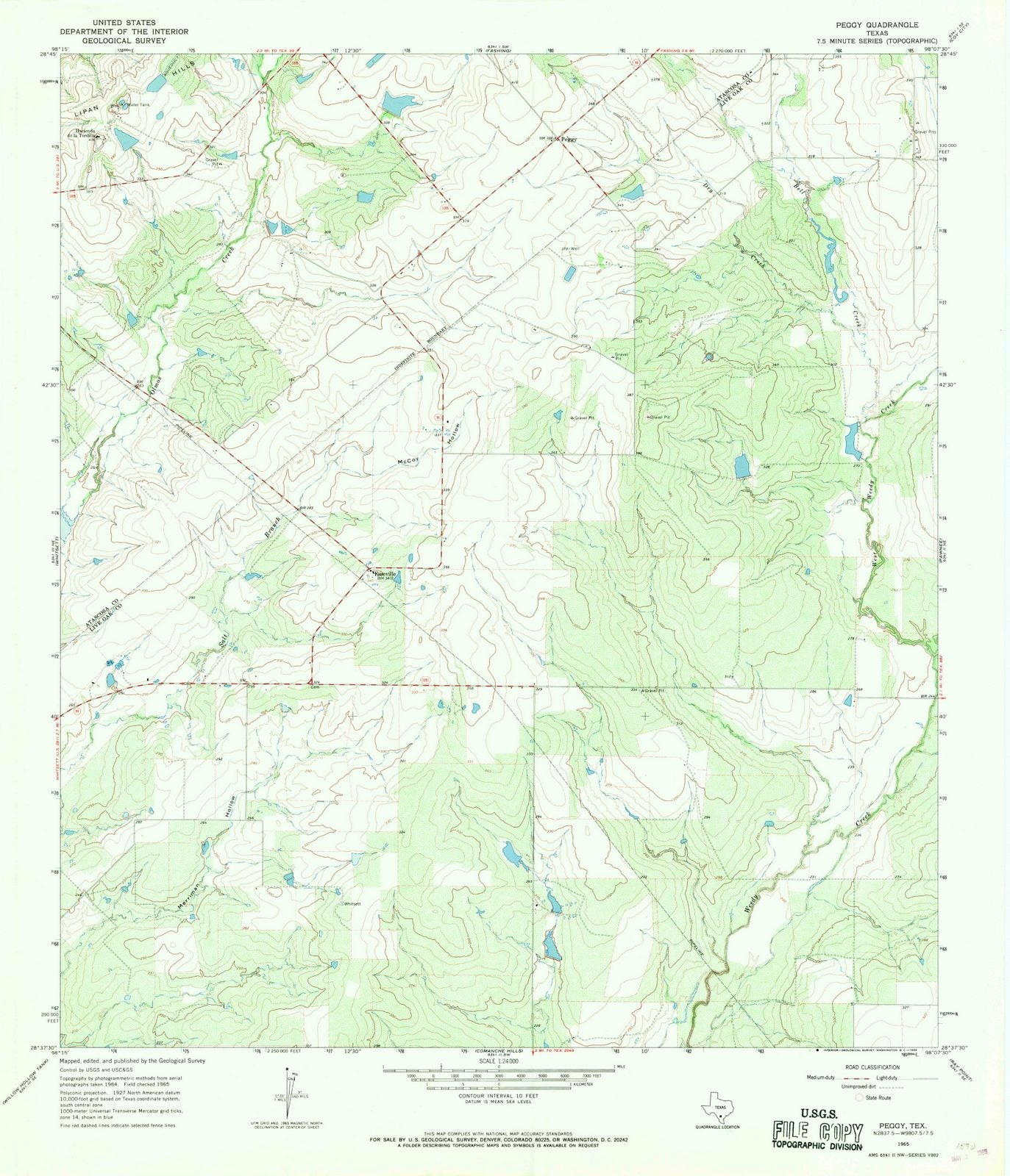 1965 Peggy, TX - Texas - USGS Topographic Map