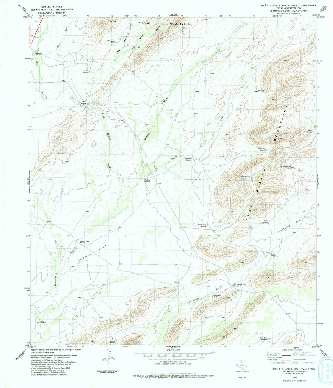 1983 Pena Blanca Mountains, TX - Texas - USGS Topographic Map