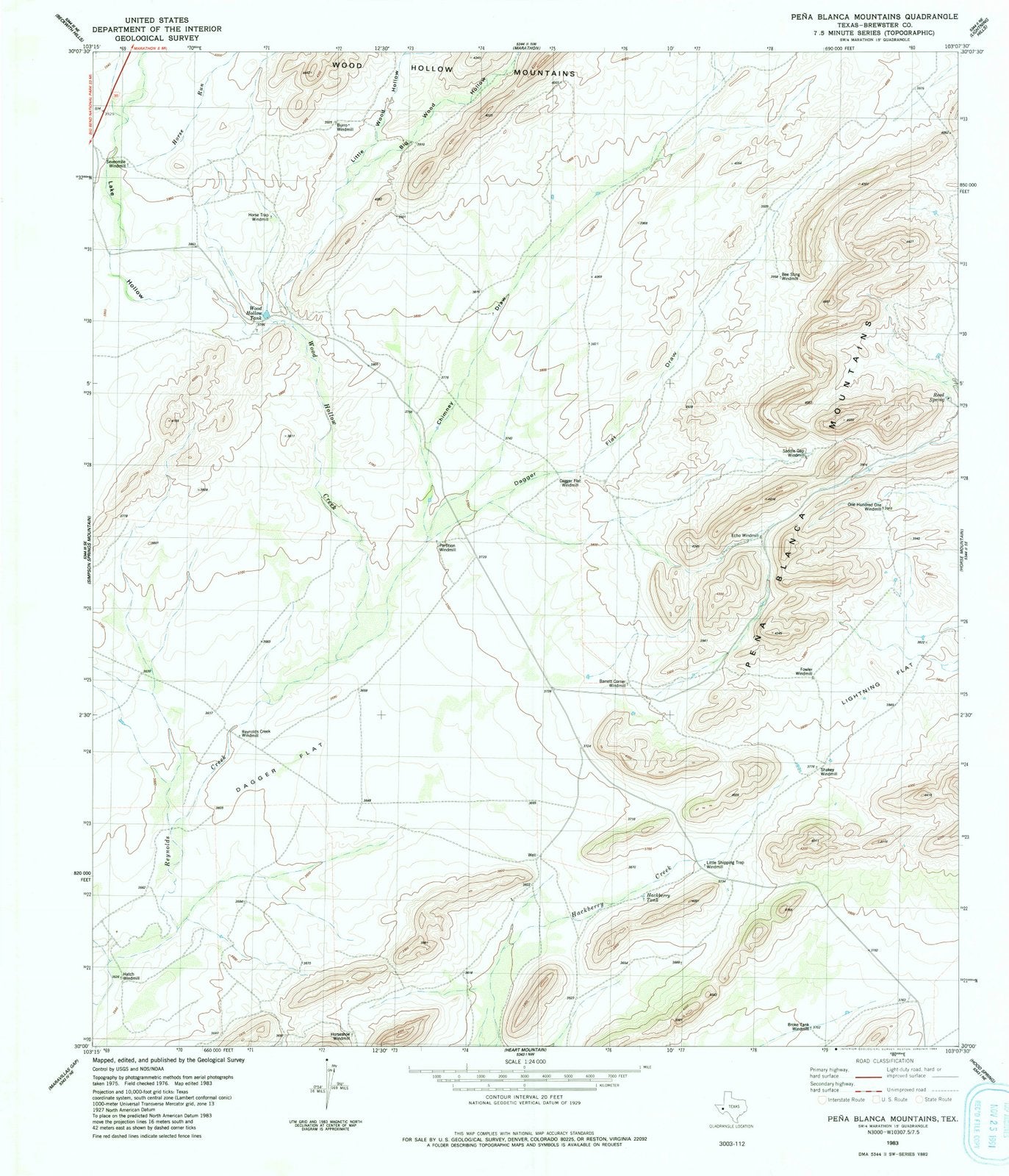 1983 Pena Blanca Mountains, TX - Texas - USGS Topographic Map