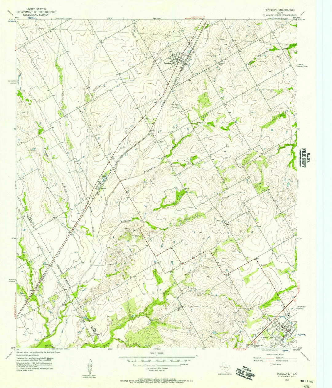 1956 Penelope, TX - Texas - USGS Topographic Map