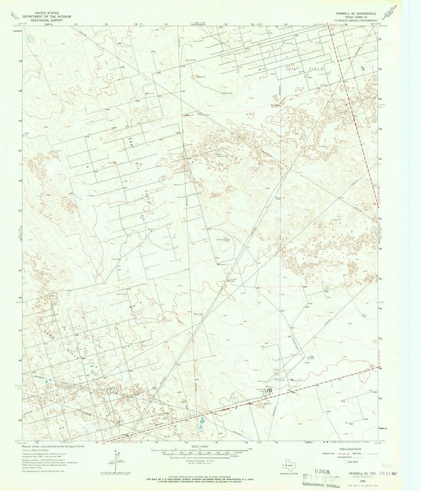 1964 Penwell, TX - Texas - USGS Topographic Map