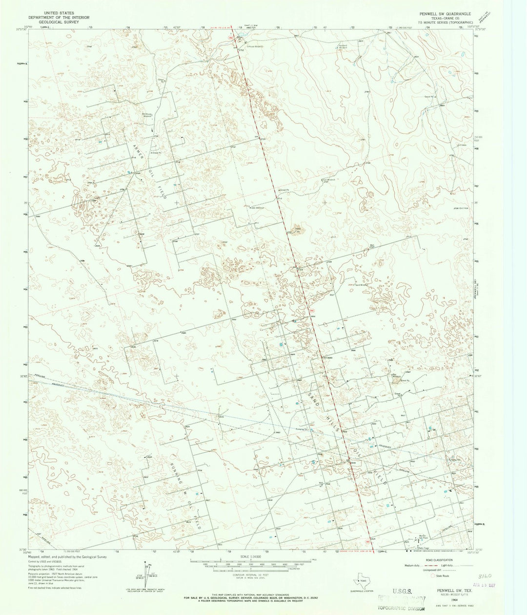 1964 Penwell, TX - Texas - USGS Topographic Map v2