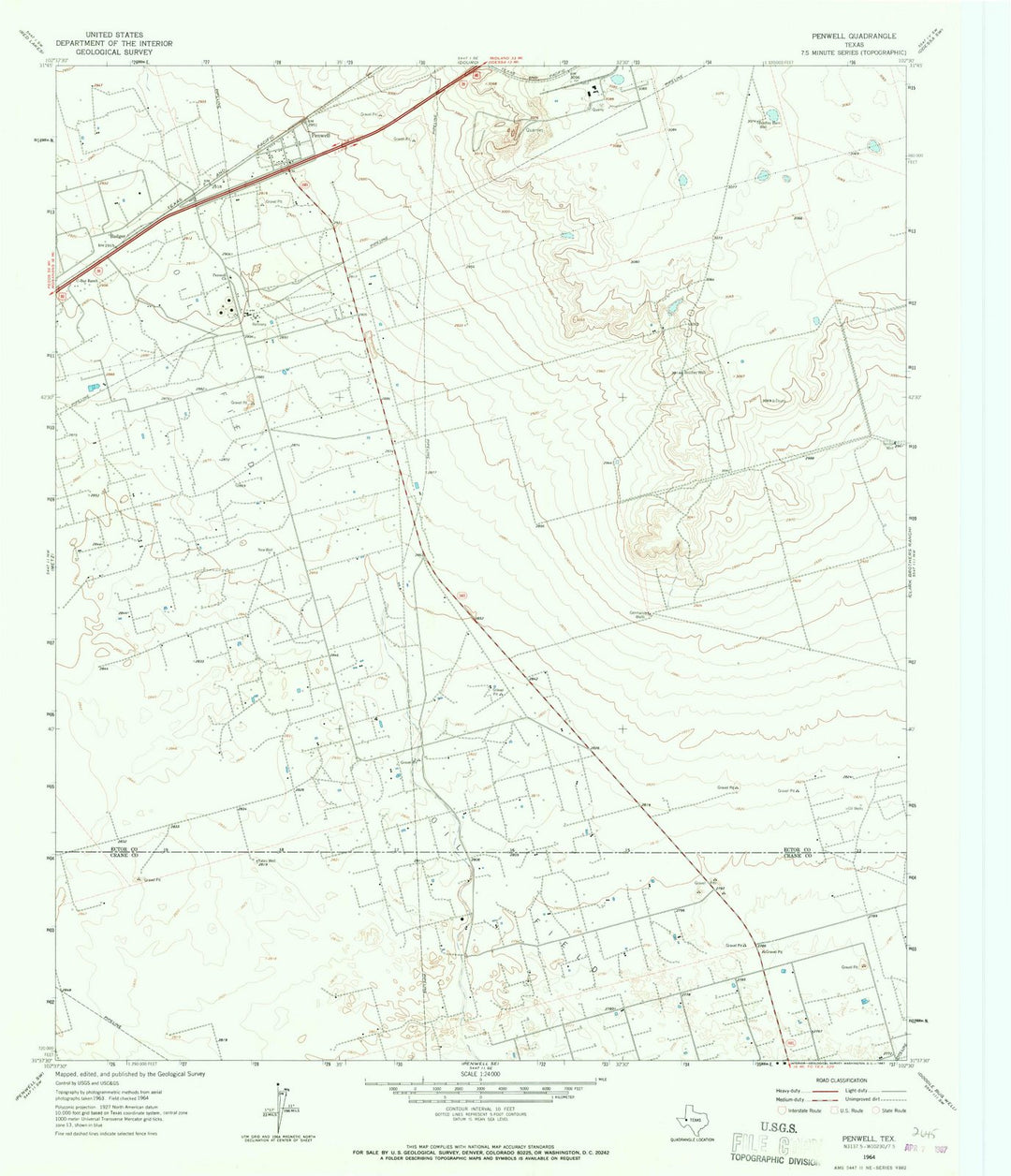 1964 Penwell, TX - Texas - USGS Topographic Map v3