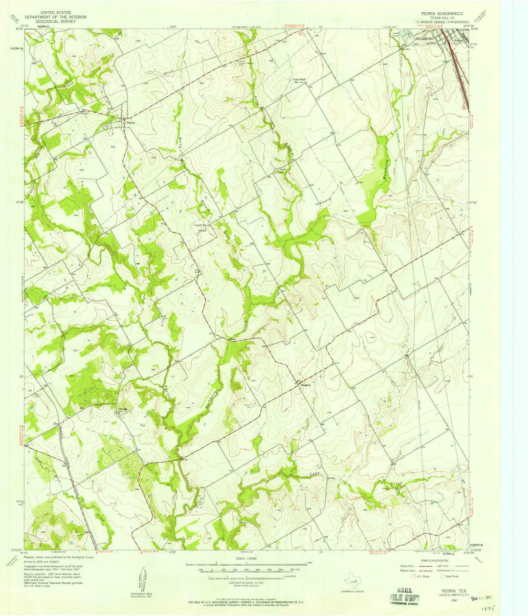 1957 Peoria, TX - Texas - USGS Topographic Map